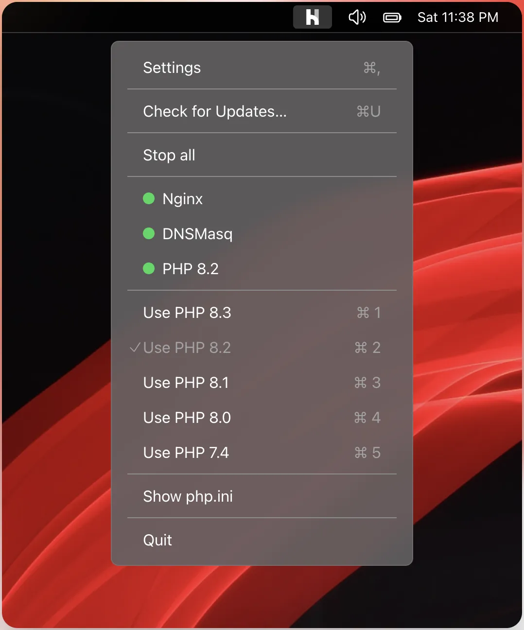 Laravel Herd - Services and PHP Versions