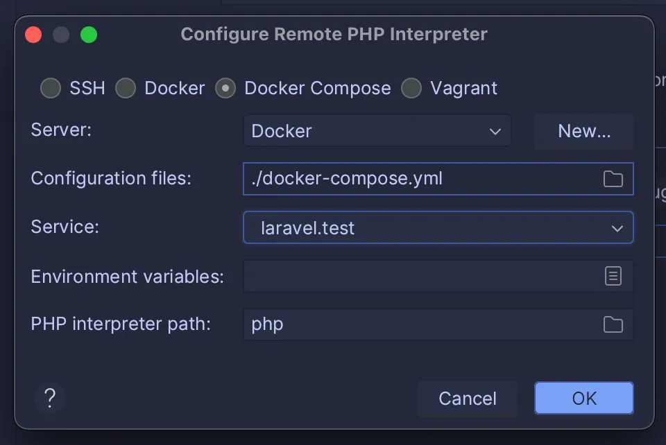 Select service from Docker Compose file
