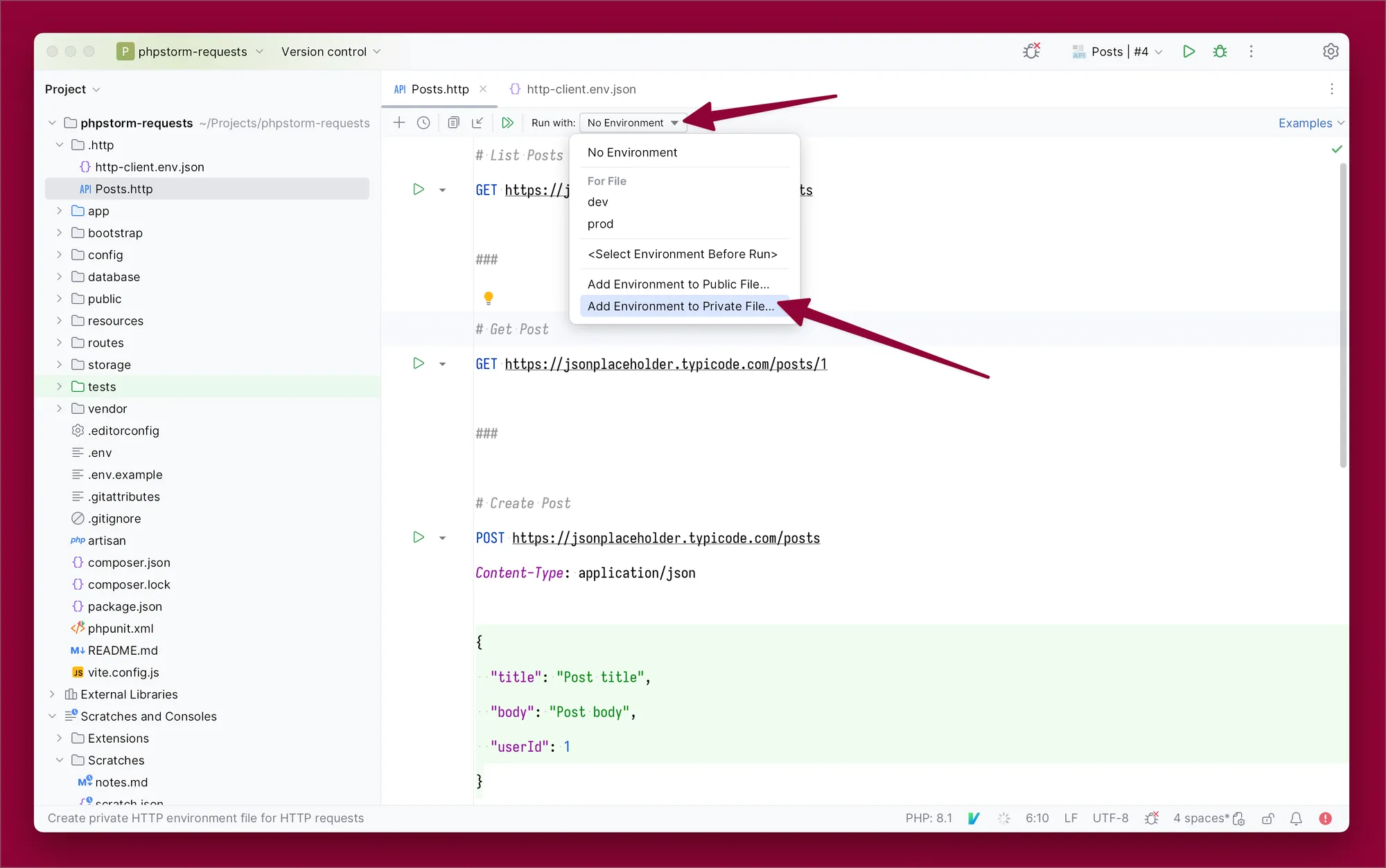 Create a Private Environment File