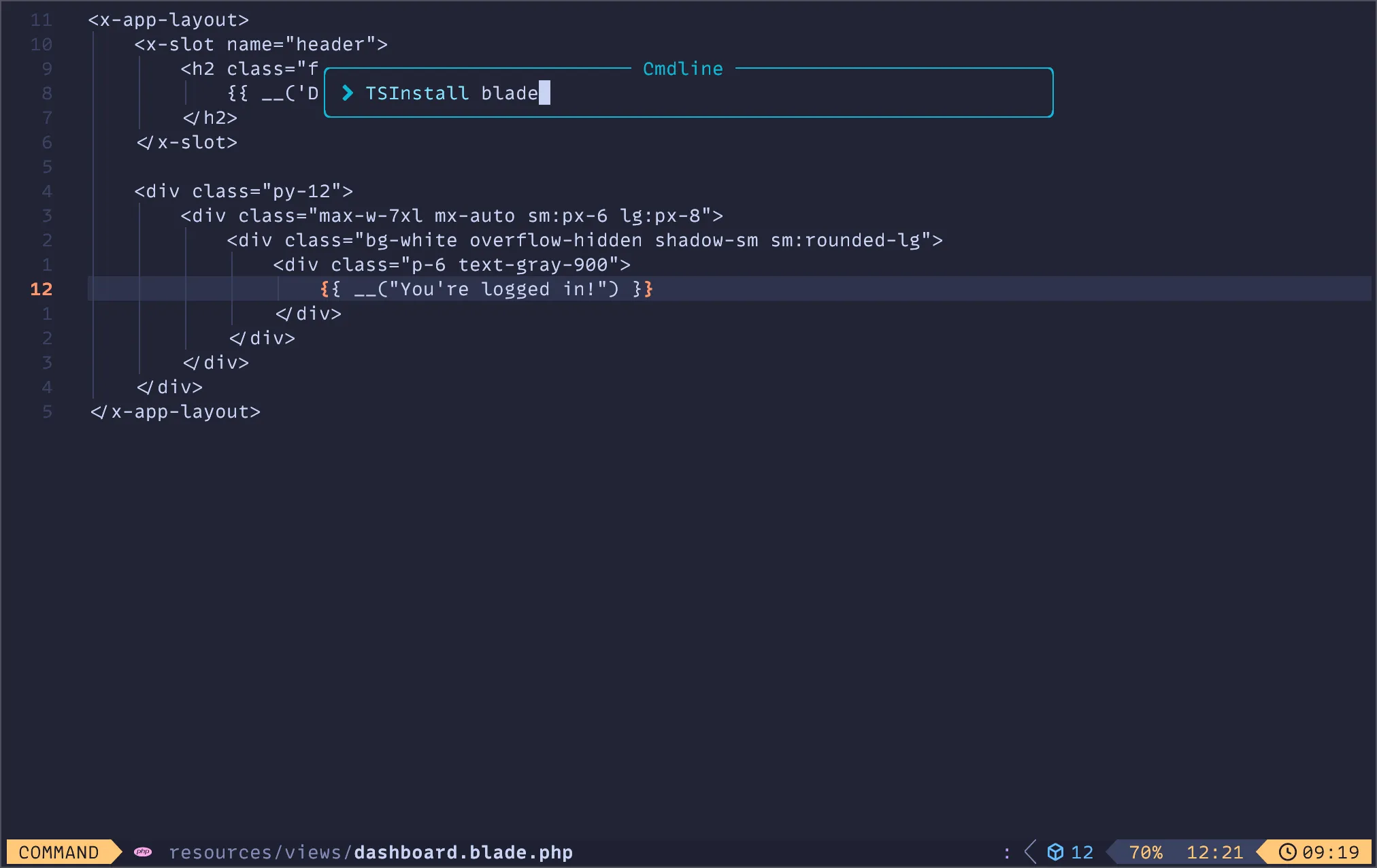 Install Blade Parser for Treesitter