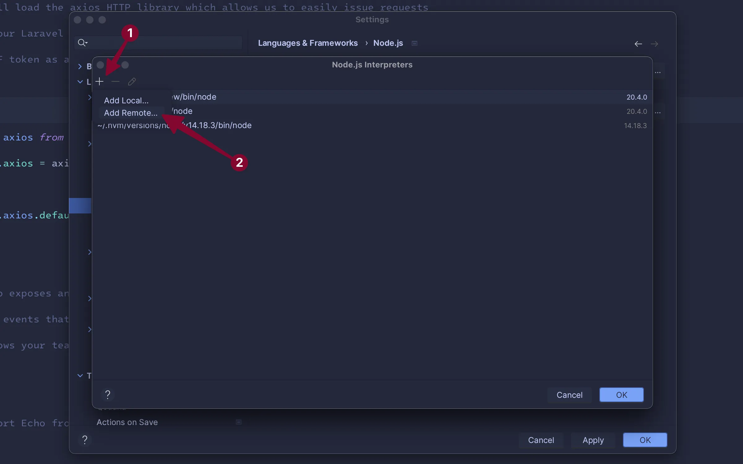 Add remote Node interpreter