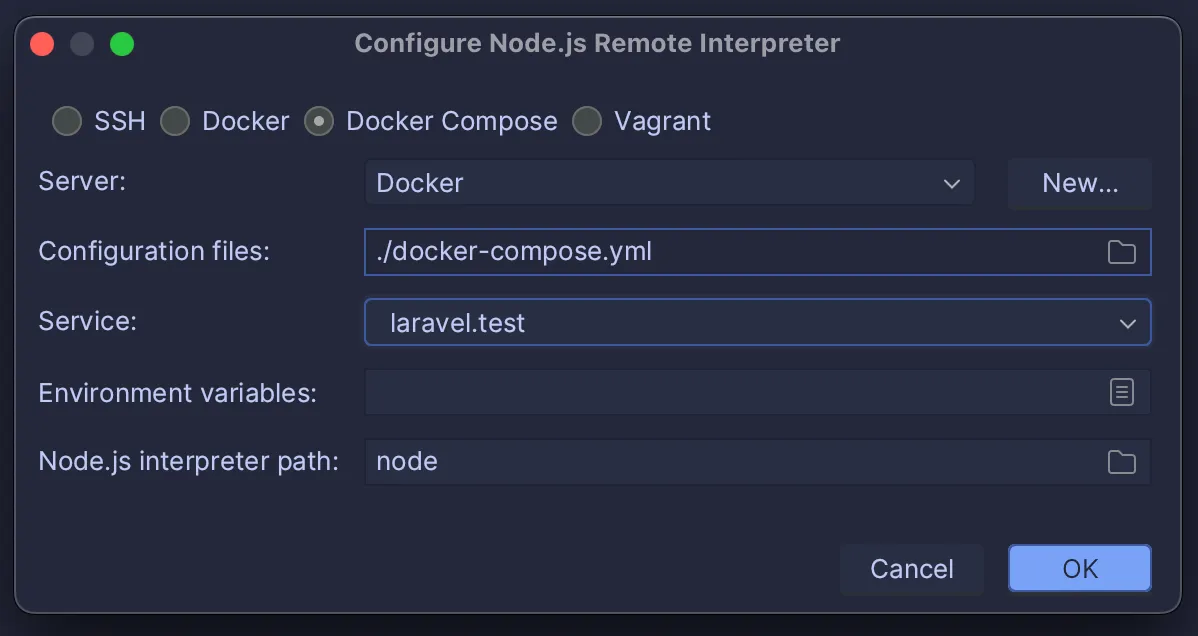 Configure the Node.js Remote Interpreter