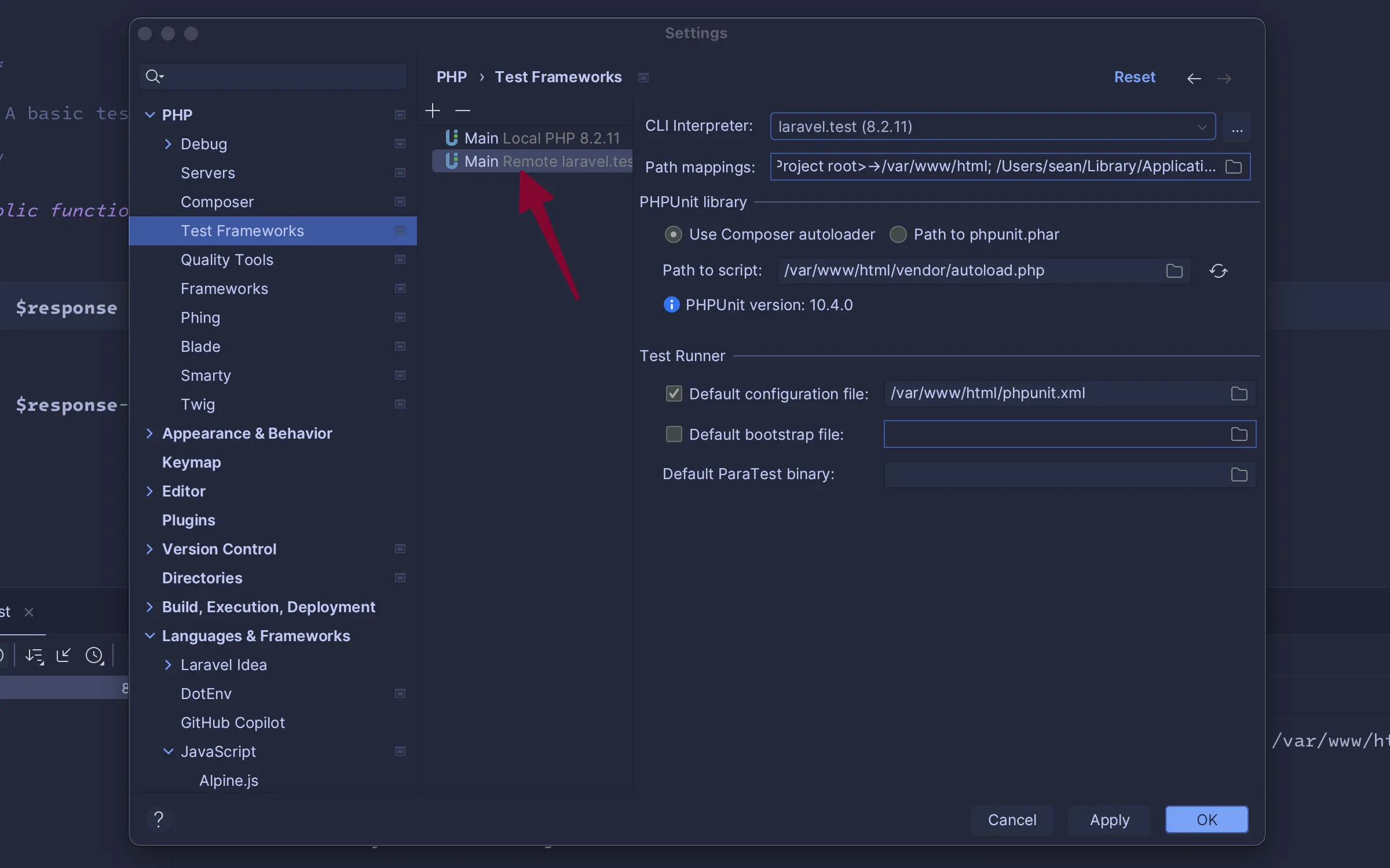 Remote PHPUnit test framework