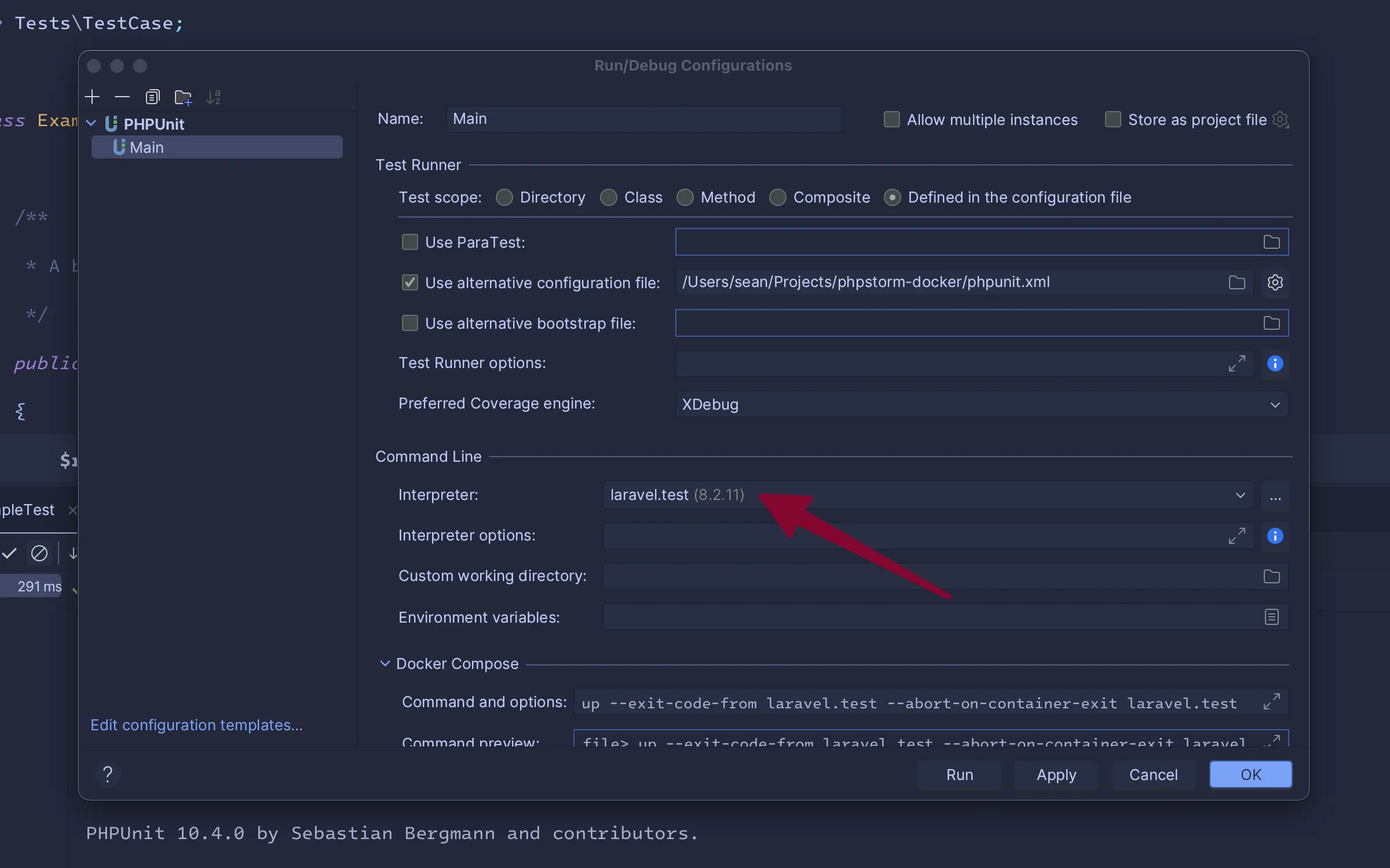 Set remote interpreter for tests