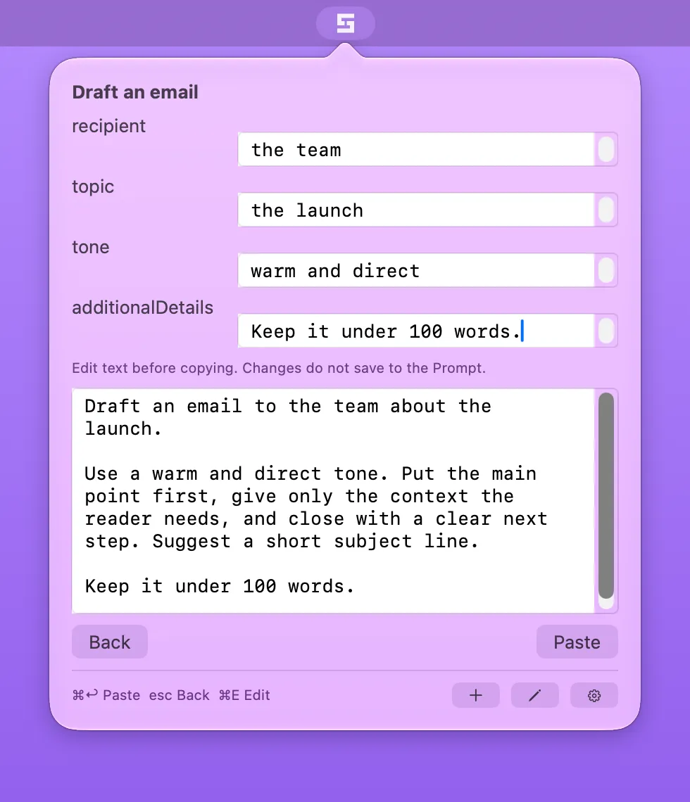 Filling in placeholders in Stencilbar