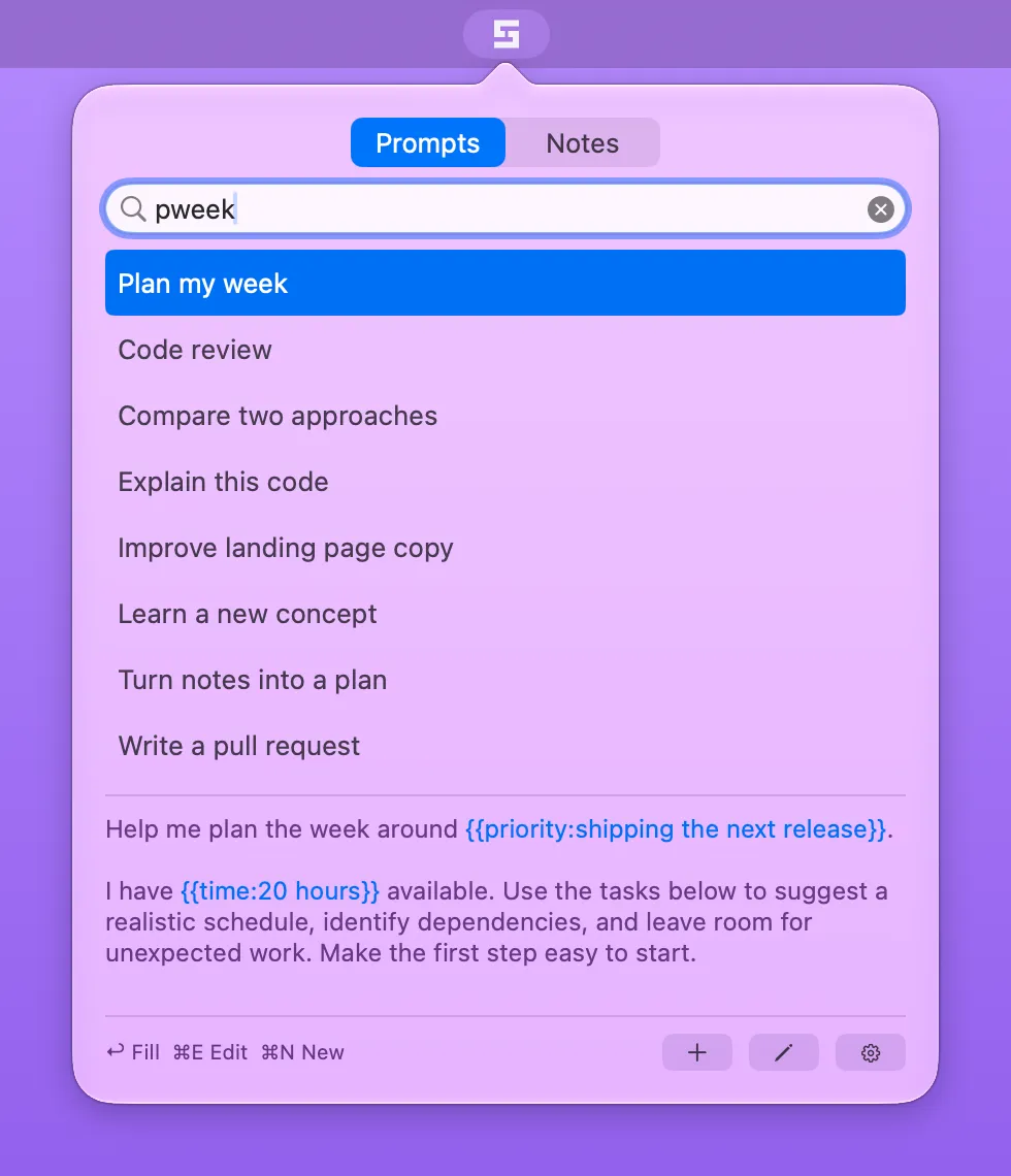 Searching prompts in Stencilbar